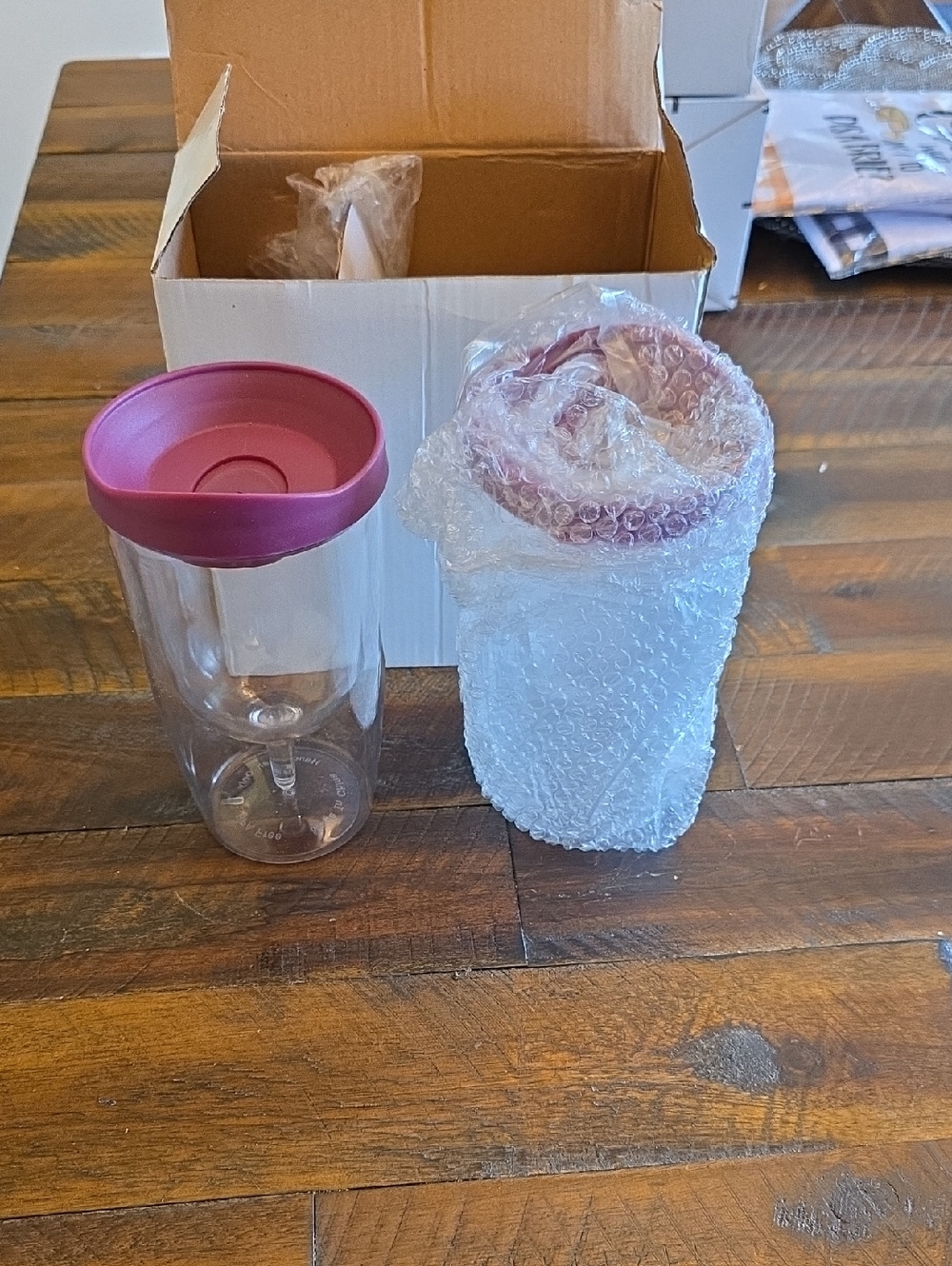 Travel Tumblers with Magenta Lid - Home Dining Set Of Two
